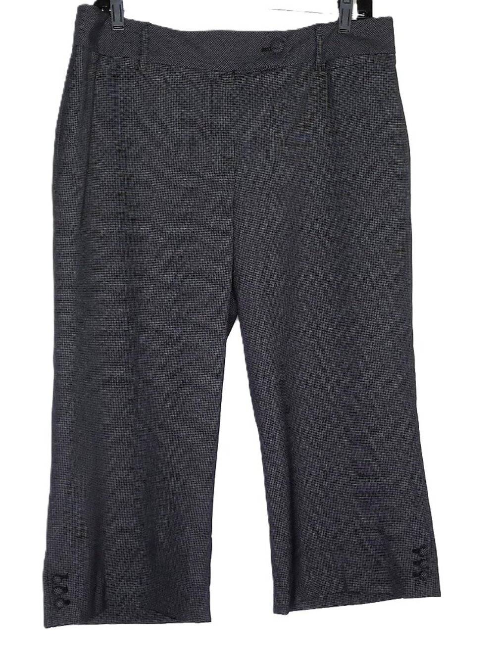 Ann Taylor Cropped Pants Dress / Career Black & White Micro-Check Smooth Sz 10